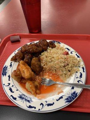 Sweet n Sour Pork with Fried Rice and  General Chicken