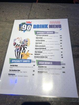 Drink menu