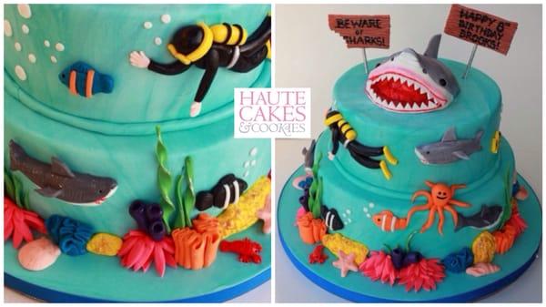 Beware of sharks! Scuba themed cake.