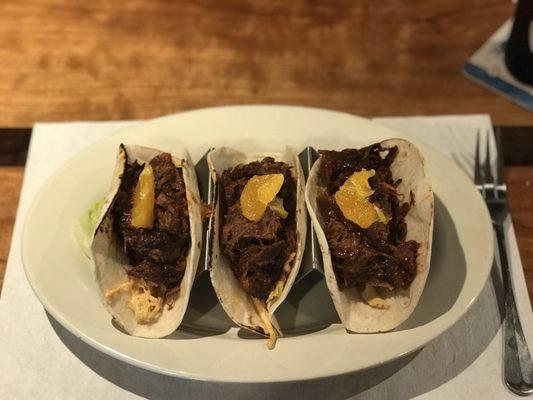 Korean BBQ tacos with kimchi, delicious!!