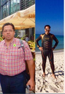 Before and After!   Arturo is now an Ironman!