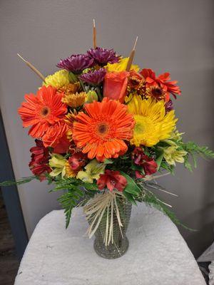 Mixed fall flower arrangement