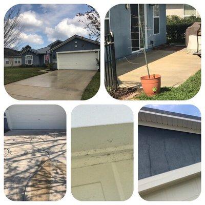 Low pressure house wash. Concrete drive and patio pressure washing!