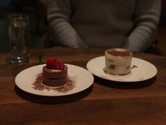 Tiramisu and chocolate mousse cake