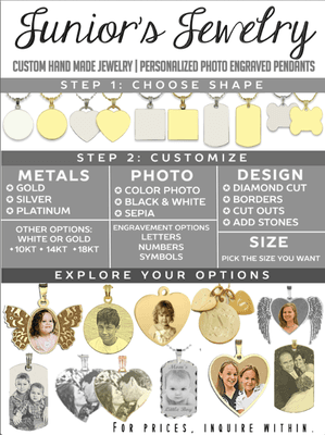 Specialized photo engraved pendants