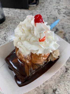 Brownie Sundae with praline pecan ice cream.