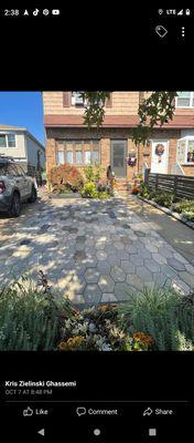 They they put in this Techo-Block Hexa addition in between my walkway and driveway. They also redid my landscaping and put a wooden fence up