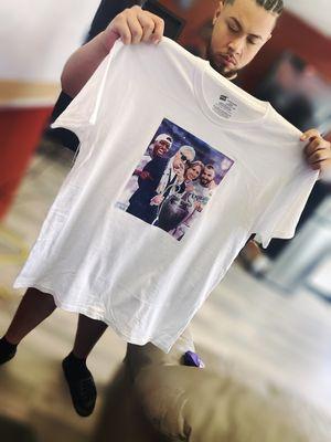 Custom t shirts with photo's look amazing because of our top quality DTG Printers!! Call for more Information!! 732-929-5953.