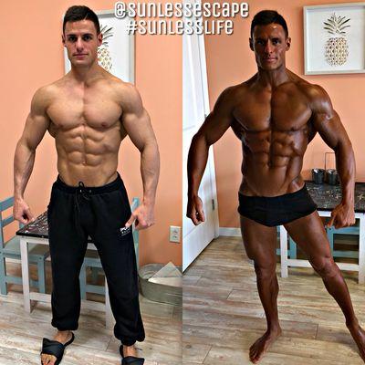 Physique Competition Tans before and final! Incredible!