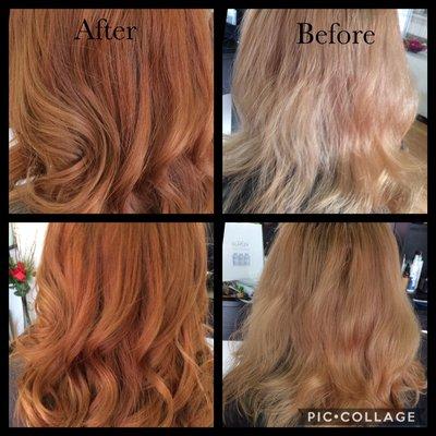 Strawberry blonde, custom color, Framesi, Olaplex