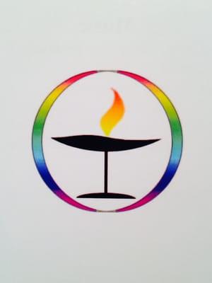 A flame within a chalice (a cup with a stem and foot) is a symbol of the Unitarian Universalist faith.