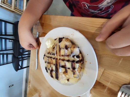 Cinnamon roll waffle.