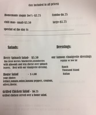 Our menu