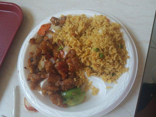 Black Pepper Chicken and Fried Rice