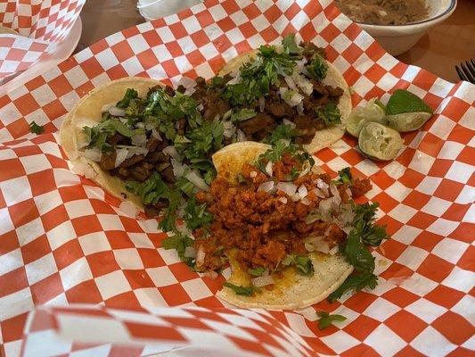 Tacos! 2 asada and one chorizo!