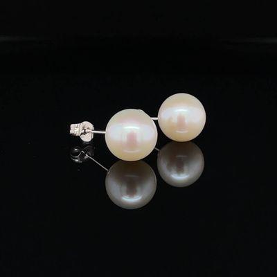 Akoya Pearl Stud Earrings in White Gold