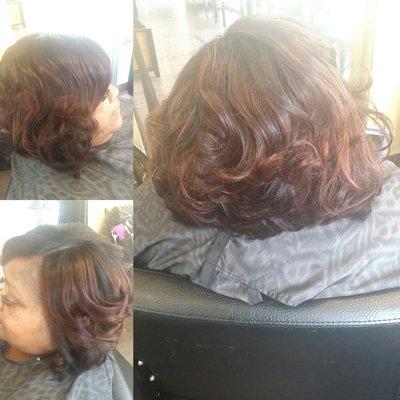 Lace closures install with Bob cut