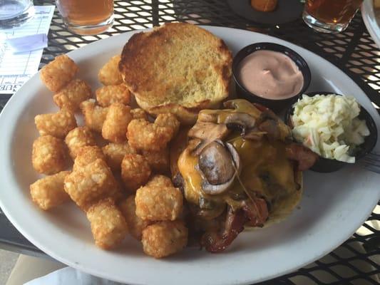 Cheddar bacon mushroom burger