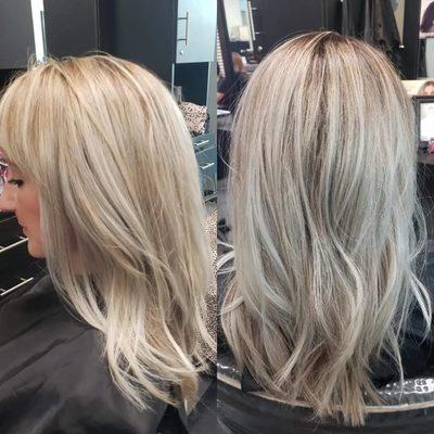 Platinum blonde with ash root