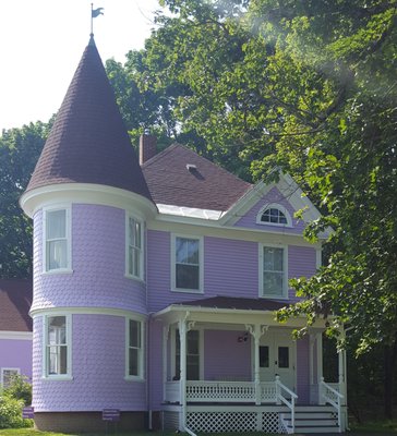 Creative Community Space's landmark lilac building on the corners of Main, Academy and Prospect Streets in Epping.