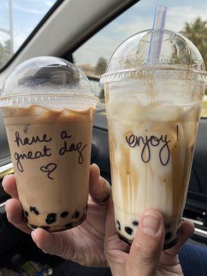 Boba milk tea & Brown sugar milk with boba