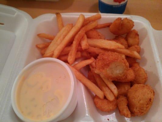 Shrimp mac and cheese + fries. Like 8 bucks but super good!