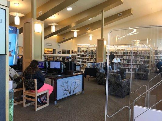 The adult portion of the library with another view of the computer section.