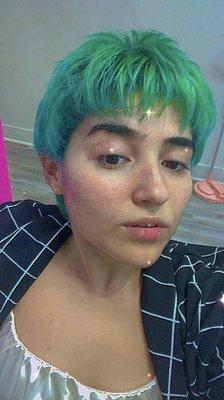 Pixie cut with GREEN COLOR