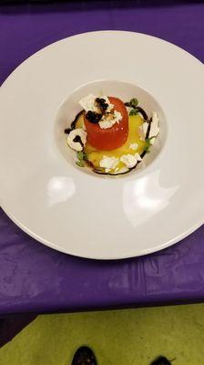 Compressed watermelon w/feta and balsamic glaze