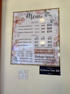 Menu for prices.