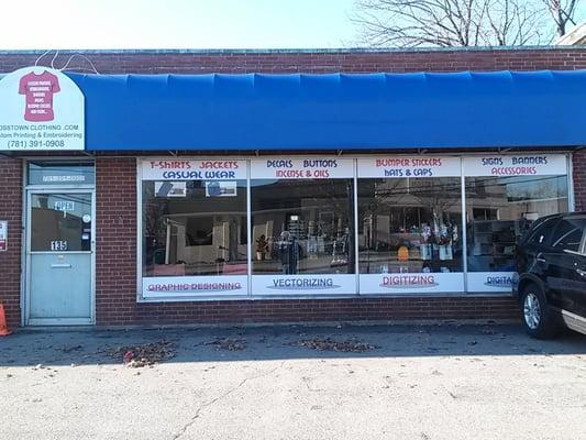 Retail, Custom Printing and Embroidery Shop.  Recently relocated from Cambridge to Medford, MA.