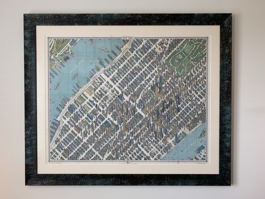 Custom framing for our antique vintage map of NYC