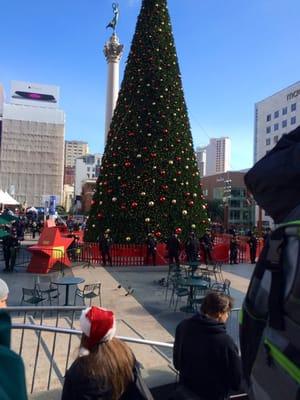 Guarding the Christmas Tree at Union Square.