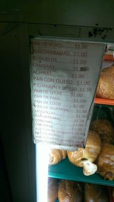 Breads price list