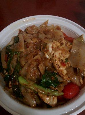 Drunken noodles with chicken ($9.99)