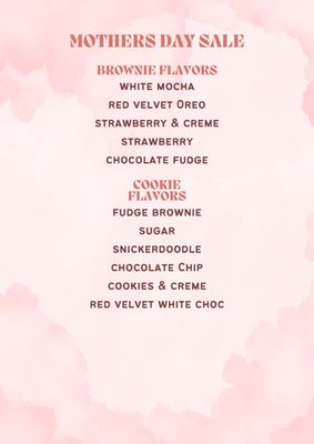 Mother's Day sale menu