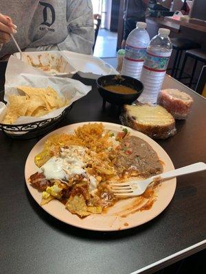 Chilaquiles Rojos and 2 pastries for after! Super delicious