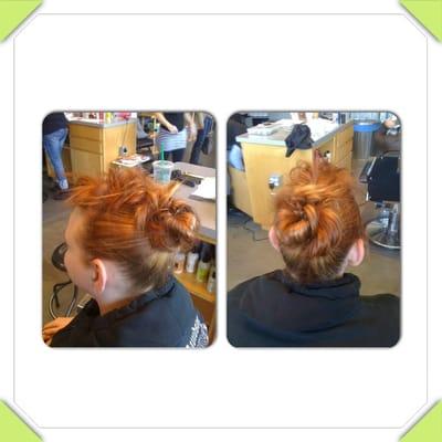 Funky edgy updo for Amanda.