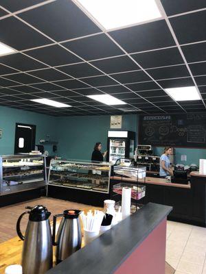 Display case and cute chalkboard menu.