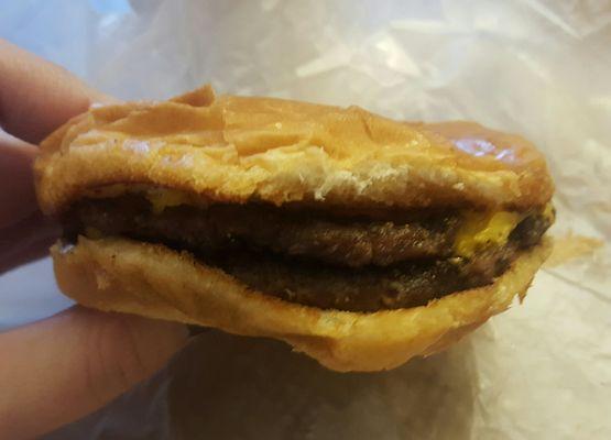 Saddest looking absolutely delicious burger ever! Seasoned meat!