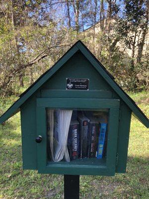 We have a Little Free Library in the park courtesy of an Eagle Scout project. It's next to the parking lot.