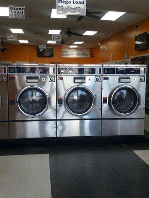 Inside the laundromat.