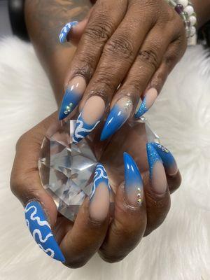 Solar gel nails w/ nail art & sugaring