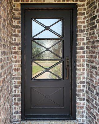 A single door boasting our Eskridge Design, along with textured glass.