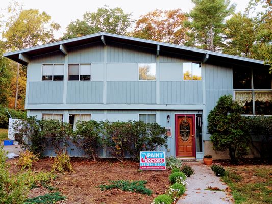 Andover home. Beautiful grey paint job. Benjamin Moore Paint.