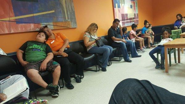 this is only half of the waiting room i counted over 15 more people sitting in thos room