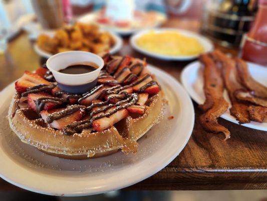 Strawberry Nutella Mochi Waffles