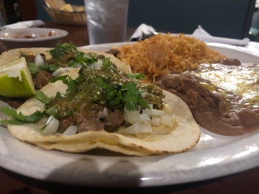 Carne asada taco plate