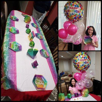 Birthday table scape decor & balloons for my niece's SIP bday celebration with fam (1/2/21)