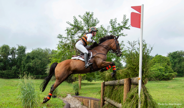 Lauren Nicholson and Vermiculus on Cross Country at the Maryland 5 Star August 2020 Test Event. Photo by Amy Dragoo.